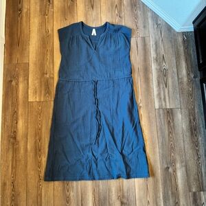 Pact Navy Blue Midi Dress with Drawstring Waist